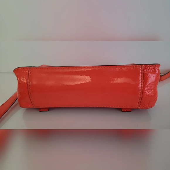 Kate Spade Neon Coral New York Flicker Ellie Patent Leather Clutch Crossbody Bag - Picture 4 of 10